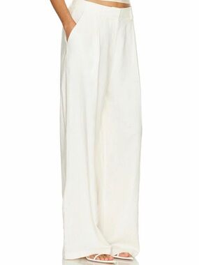 NWT LIONESS La Quinta Pant Ivory Size Large Wide Leg Low Rise Linen REVOLVE